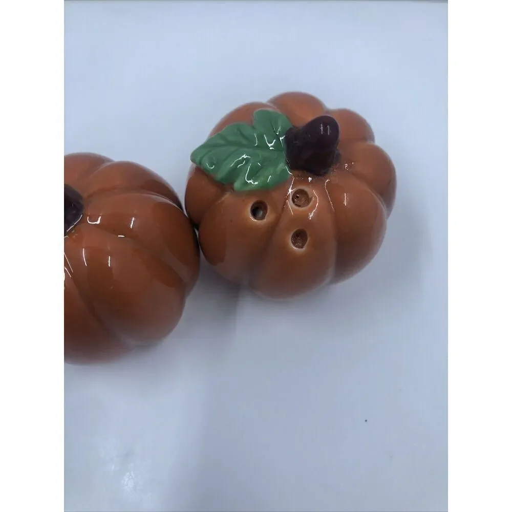 Vintage Ceramic Pumpkin Salt And Pepper Shaker Set